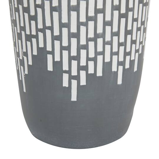 Set of 2 Gray Stoneware Modern Vases, 13" x 6" x 5"